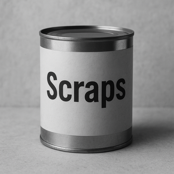 a tin can labelled 'Scraps'