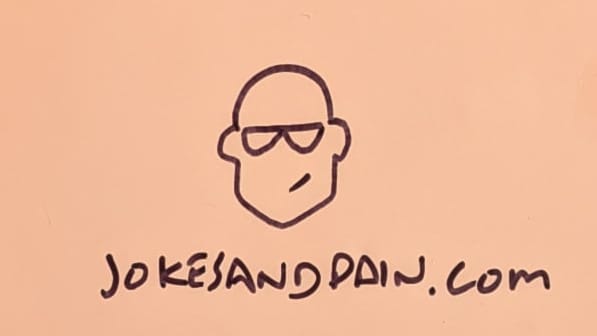 cartoon self-portrait, face only: bald guy, glasses and a smile